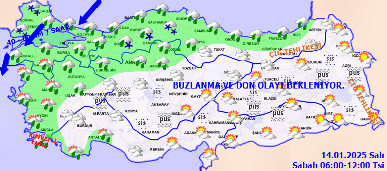 son dakika kar yagisi uyarisi meteoroloji hava durumu tahminlerini il il yayinladi yarin SfVdKFdi