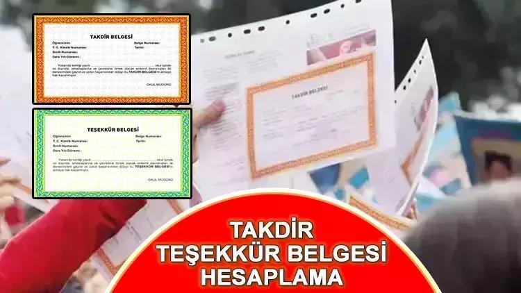 takdir tesekkur hesaplama somestr tatili oncesi gozler bu formulde ortaokul ve lise takdir