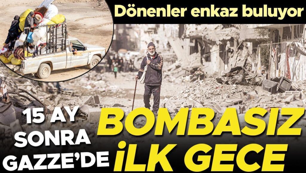15 ay sonra gazzede bombasiz ilk gece emhxhPnp