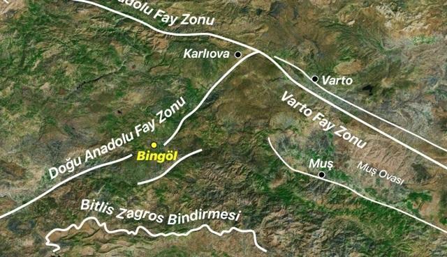 bingoldeki deprem korkuttu uc fay zonunun kesistigi yerde bulunuyor 160 kilometre uzunluga sahip hatta CjNQFjkR