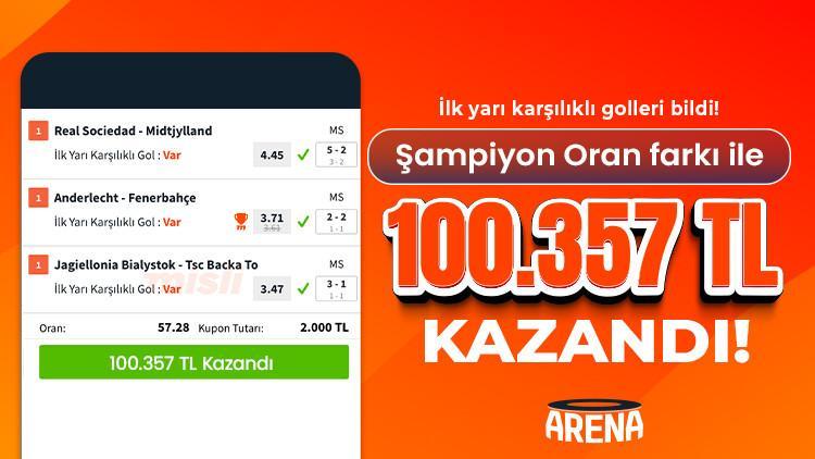 ilk yari karsilikli golleri bildi sampiyon oran farki ile 100357 tl kazandi