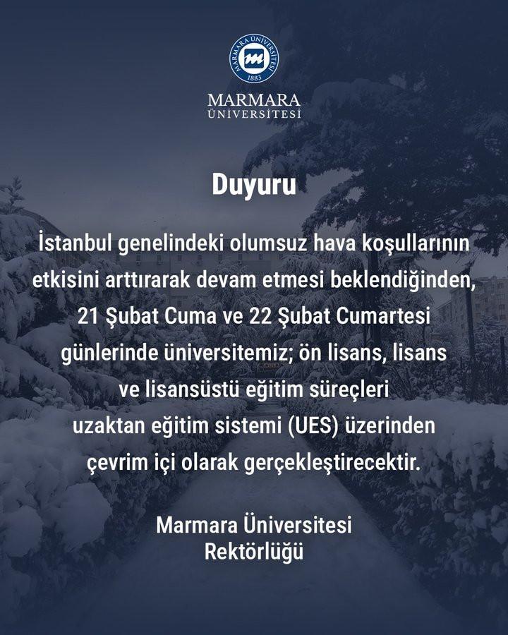 YARIN ÜNİVERSİTELER TATİL Mİ 21 ŞUBAT 2025 CUMA | İstanbul'da yarın üniversiteler tatil oldu mu, kar tatili var mı, hangi üniversiteler tatil edildi? Vali Gül duyurdu... Gözler rektörlük açıklamalarında! 7 yarin universiteler tatil mi 21 subat 2025 cuma istanbulda yarin universiteler tatil oldu SDnMkXsb
